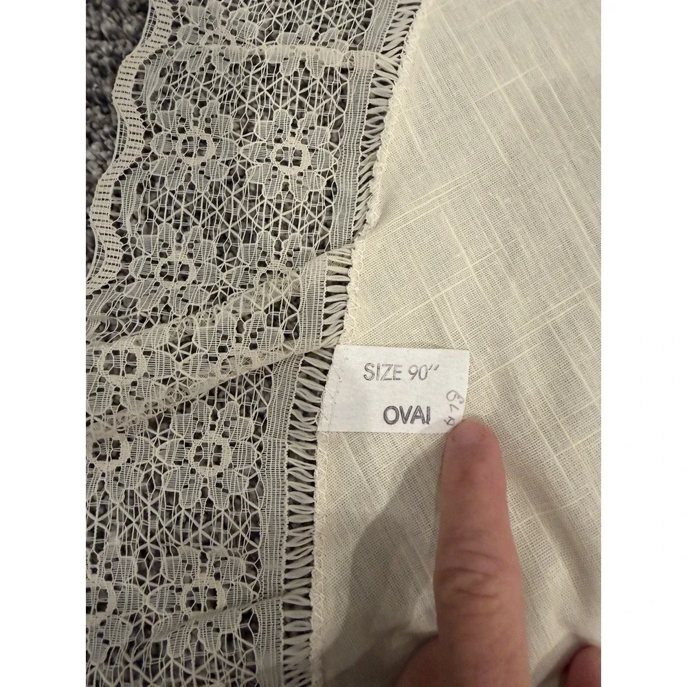 Vintage 1980s Dynasty Lace Edge Tablecloth Ivory Cream Oblong 90 X 67 Inches